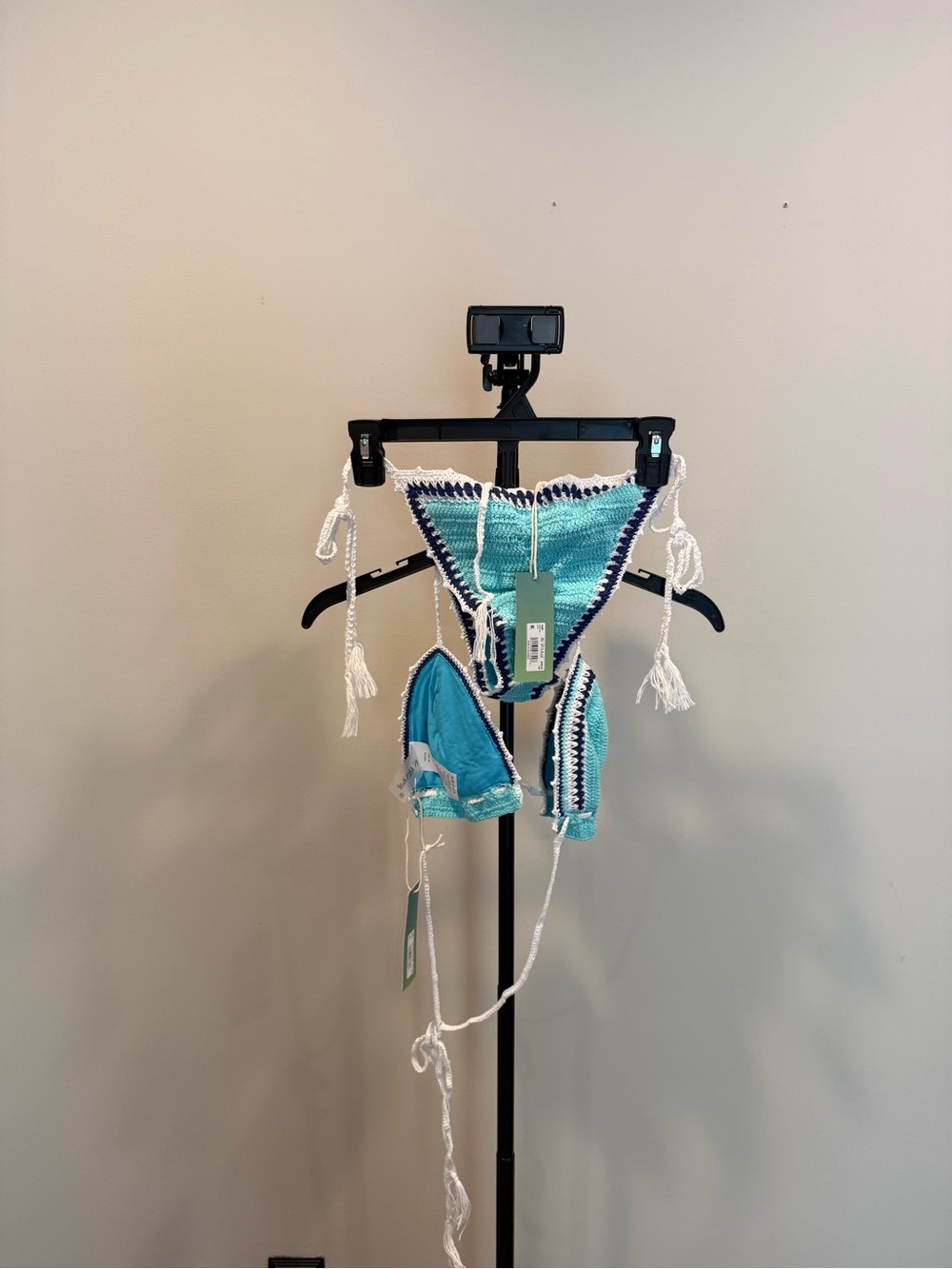 Crochet Triangle Bikini Set - Turquoise - Picture 4 of 5
